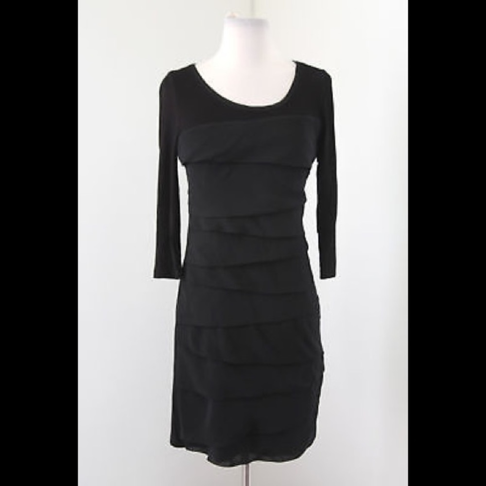 White House Black Market Black Ruffled Dress SMALL